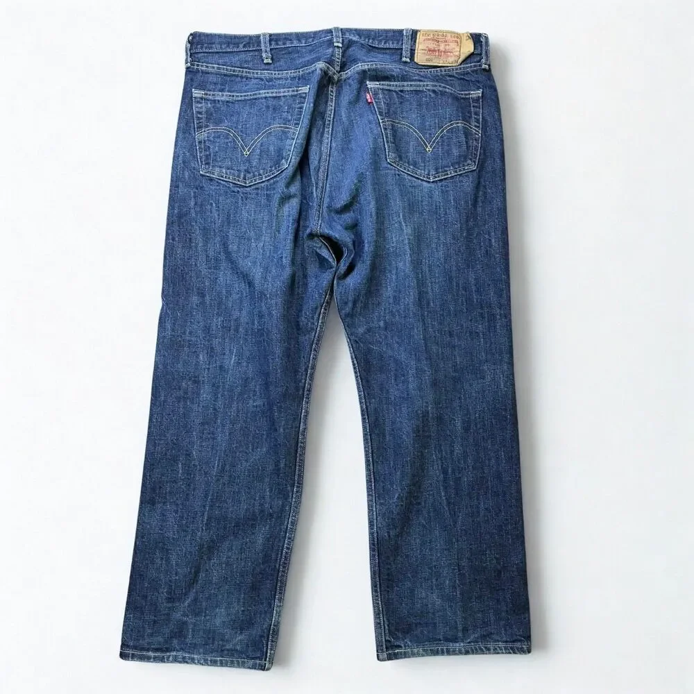 Levis 501 Jeans Men 40x27 Straight Button Fly Blue Medium Wash Classic Denim - Picture 2 of 9